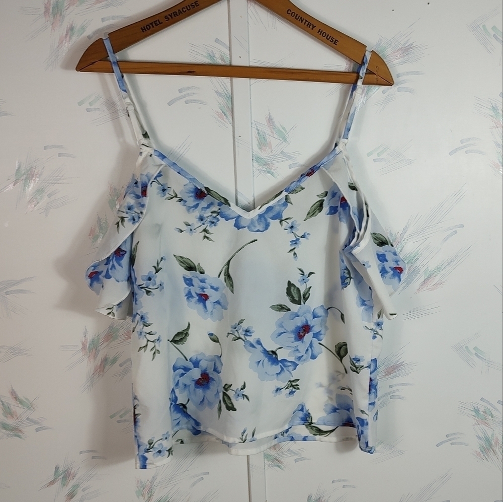 Shein Floral Cold Shoulder Top - Picture 8 of 10